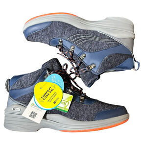 Bzees Hiking Boots Womens 11 M Horizon Gray Fabric Ankle Comfort Gel Lace Up